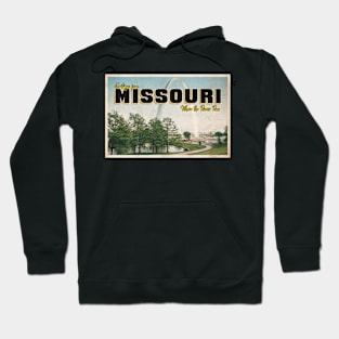 Greetings from Missouri - Vintage Travel Postcard Design Hoodie